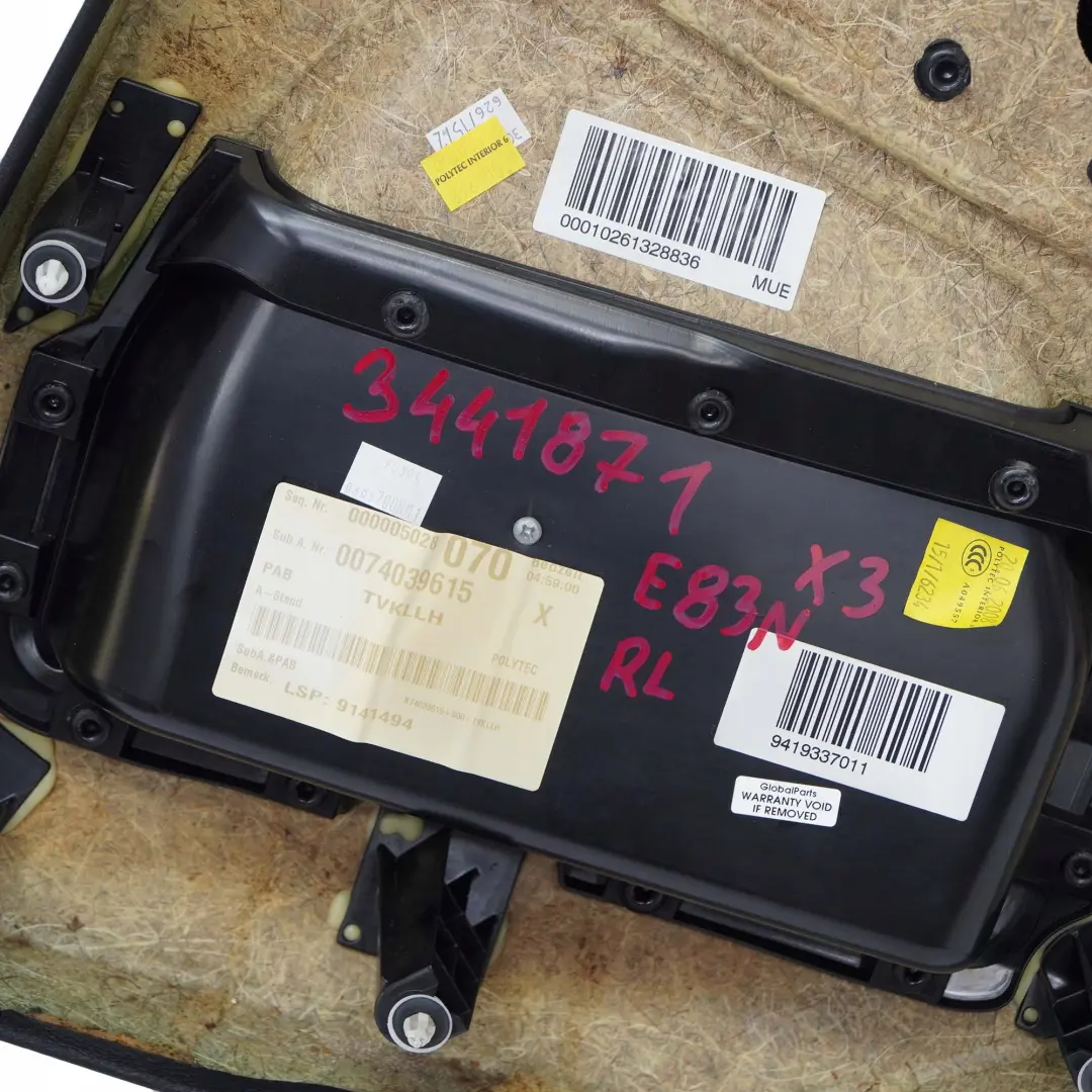 BMW X3 Series E83 LCI Rear Left N/S Door Card Lining Trim Cloth Black - SKU 3441871 - Part number 3441871