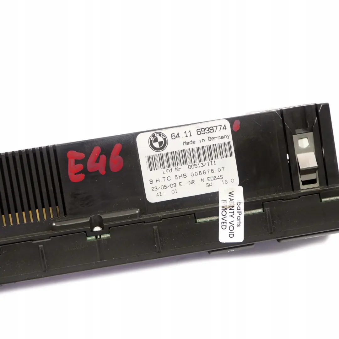 Conditioning Control Unit Module to BMW 3 Series E46 Automatic Air with Part number 6939774 BMW 3 Series E46 Automatic Air Conditioning Control Unit Module - SKU 6939774 - Part number 6939774
