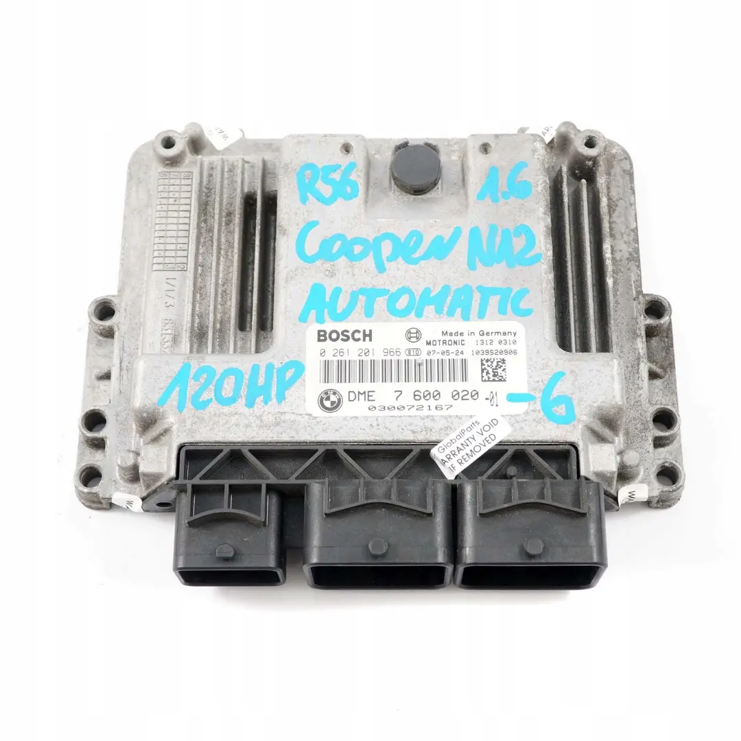Mini Cooper R55 R56 N12 1.6 120HP Appareil de Commande Dme + CAS3 +Cle - SKU 7600020-6 - Numéro de pièce 7600020