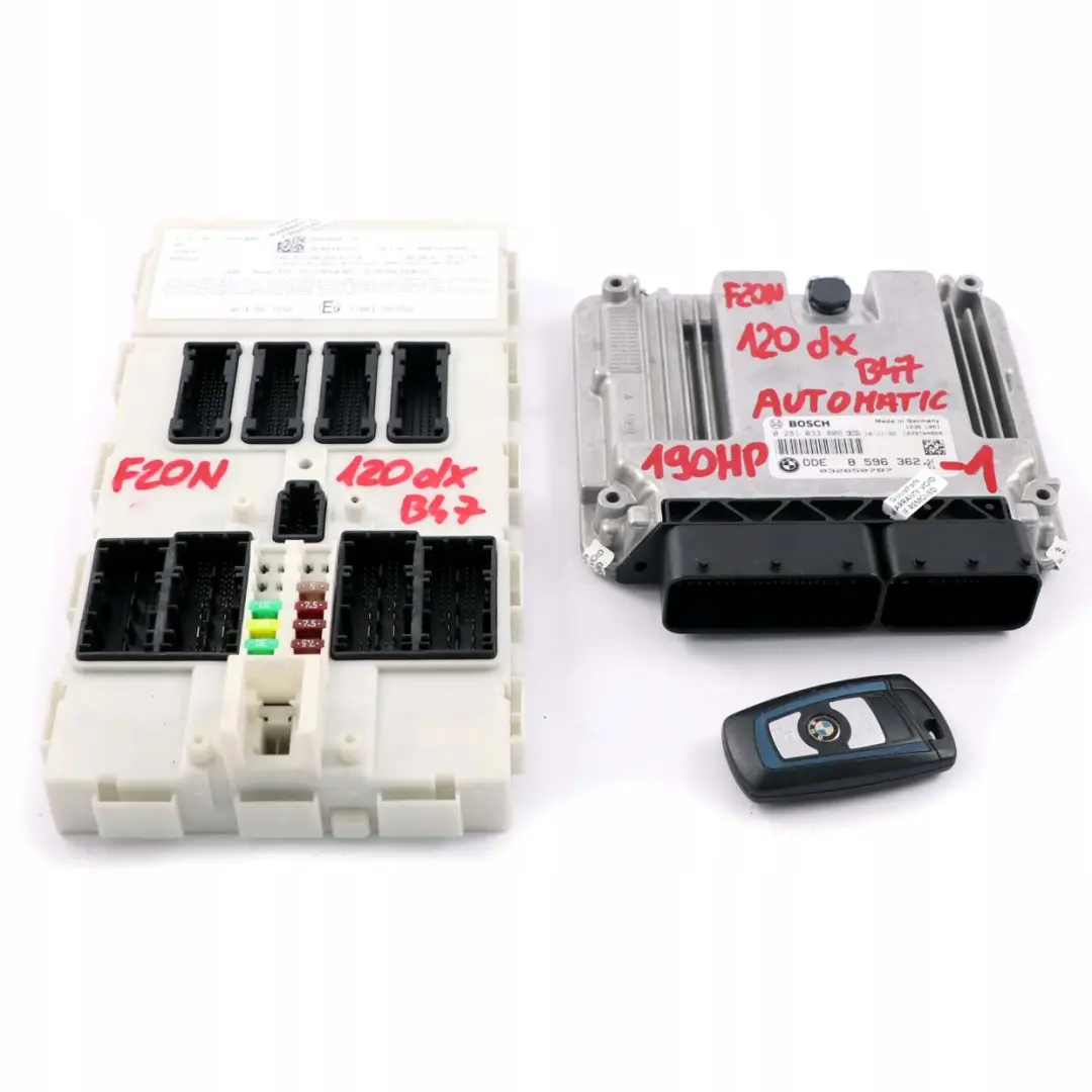 120dX 320dX B47 Engine ECU Kit DDE FEM + Key Automatic to BMW F20 F30 LCI with Part number 8596362 BMW F20 F30 LCI 120dX 320dX B47 Engine ECU Kit DDE FEM + Key Automatic - SKU 8596362-1 - Part number 8596362