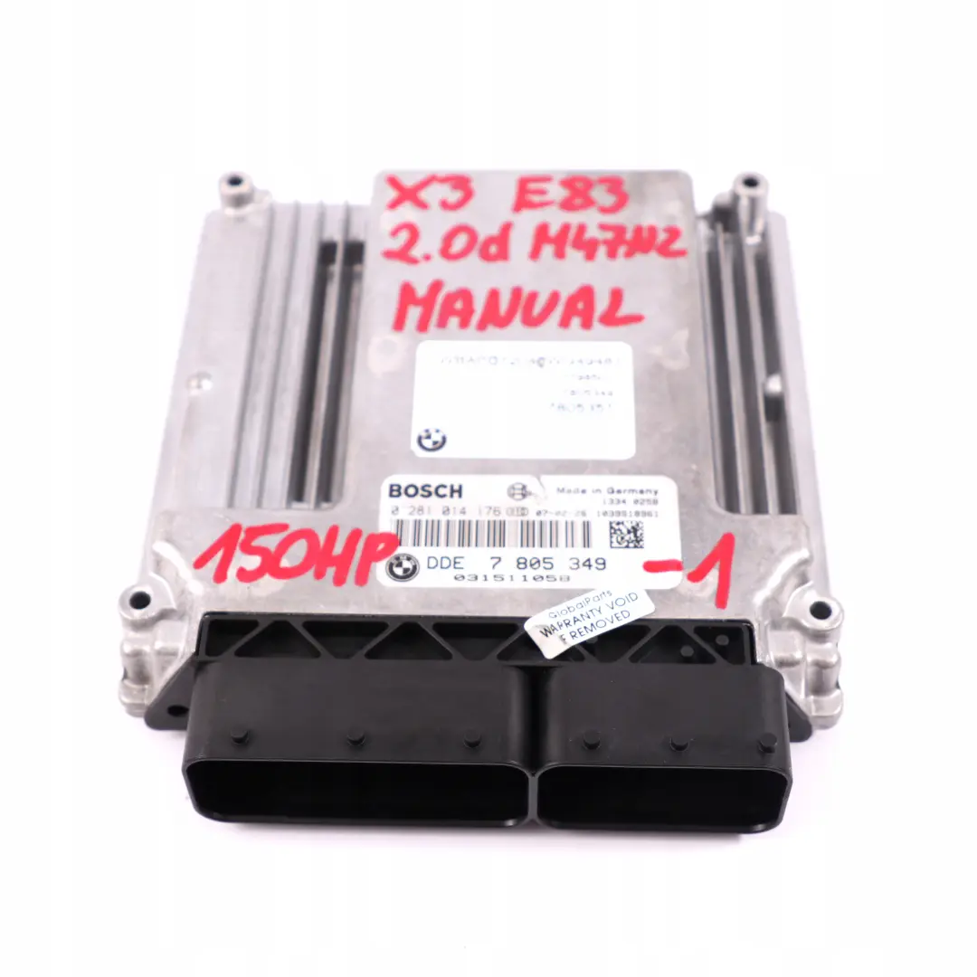 BMW X3 E83 2.0d Motor M47N2 150PS ECU Steuergerät + EWS3 + Schlüssel - SKU 7805349-1 - Teilenummer 7805349