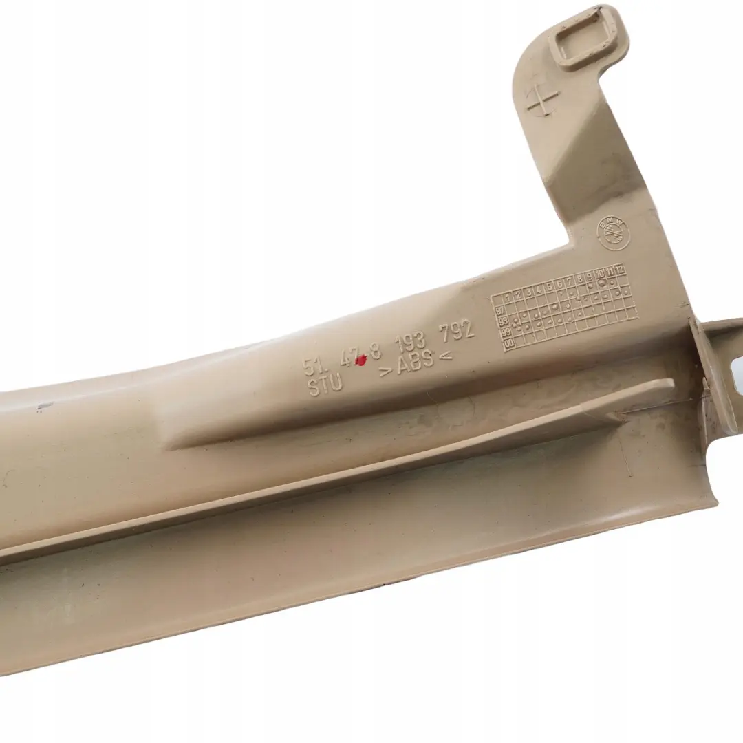 Strip Entrance Rear Right O/S Inner Trim Light Beige to BMW 3 E46 Cover with Part number 8193792 BMW 3 E46 Cover Strip Entrance Rear Right O/S Inner Trim Light Beige - SKU 8227524 - Part number 8193792