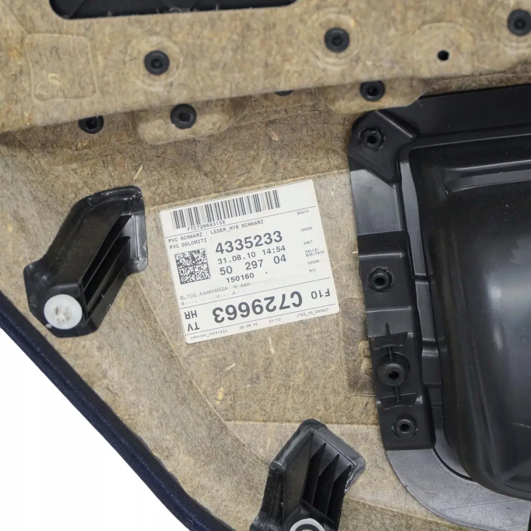 BMW 5 Reihe F10 F11 Türverkleidung Türpappe Hinten Rechts Leder Schwarz - SKU 7273280 - Teilenummer 7273280