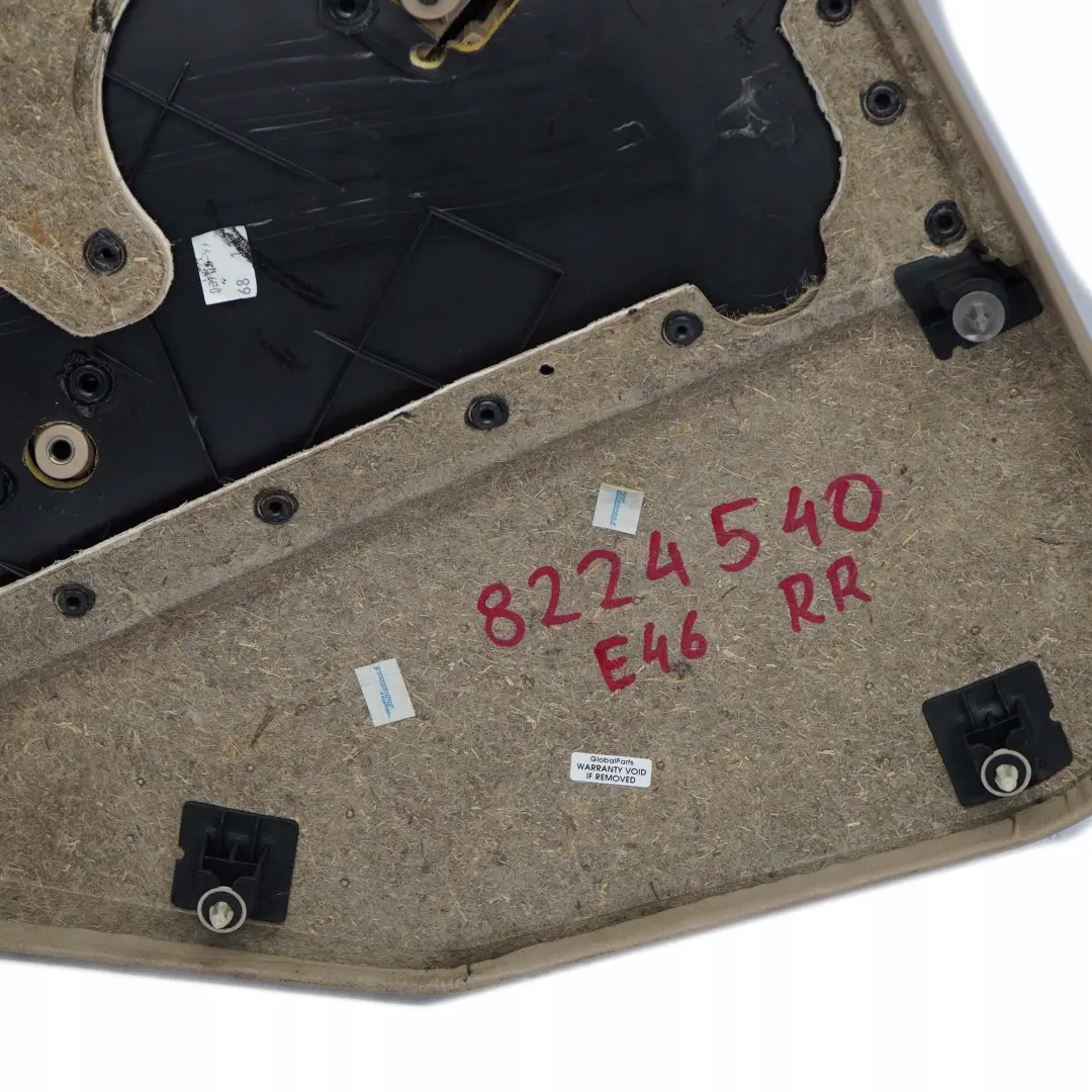 Türverkleidung Hinten Rechts Leder Montana Beige für BMW 3 E46 Limousine Kombi mit Teilenummer 8224540 BMW 3 E46 Limousine Kombi Türverkleidung Hinten Rechts Leder Montana Beige - SKU 8224540 - Teilenummer 8224540