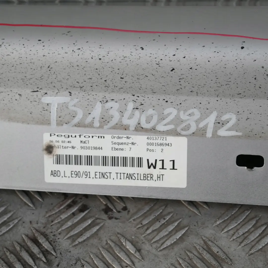 Sill Strip Side Skirt Left N/S Titansilber Silver Metallic to BMW 3 SERIES E90 E91 with Part number 51770032951 BMW 3 SERIES E90 E91 Sill Strip Side Skirt Left N/S Titansilber Silver Metallic - SKU 0032951-TS2 - Part number 51770032951