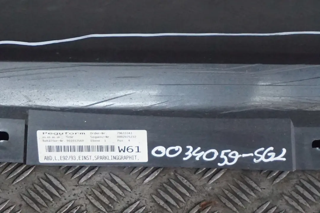 BMW 3 E92 E93 2 Gonna laterale Sill Strip sinistra Grafite scintillante - A22 - SKU 0034059-SG2 - Numero di parte 0034059