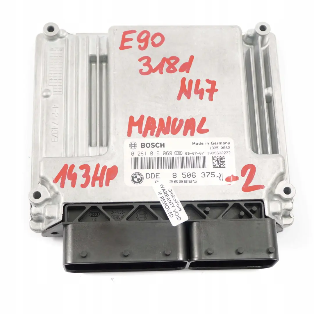 BMW E81 E87 E90 E91 LCI 118d 318d N47 Diesel ECU KIT DDE CAS3 + 2 Keys - SKU 8506375-2 - Part number 8506375