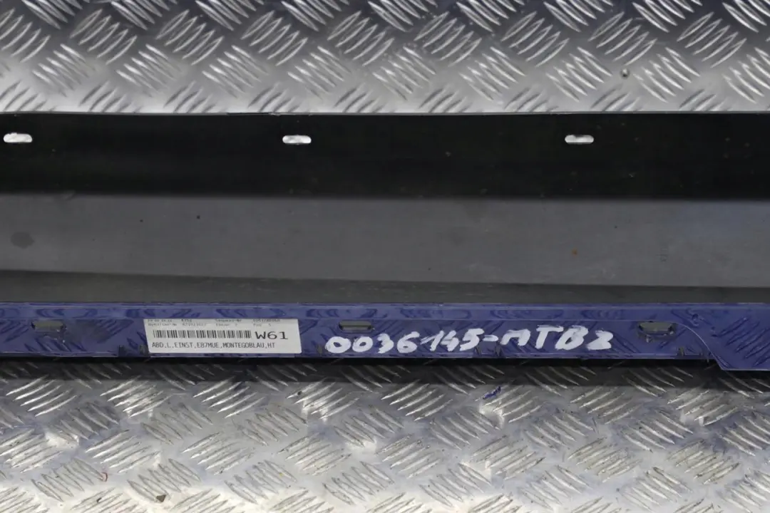 BMW 1 E87 LCI Sill Strip Side Skirt Left N/S Montegoblau Montego Blue - A51 - SKU 0036145-MTB2 - Part number 0036145