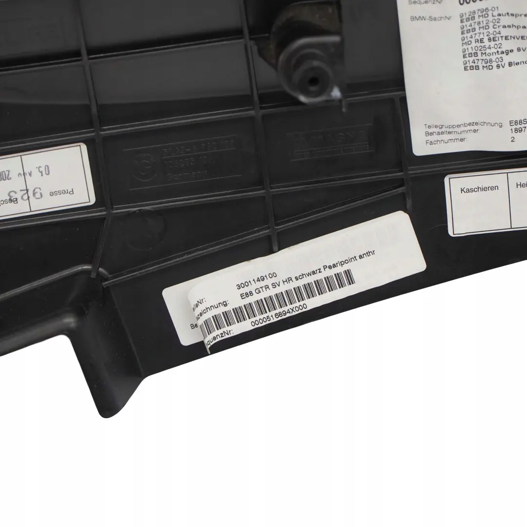 BMW E88 Trasero Derecho Lateral Panel Embellecedor Tela Pearlpoint Antracita - SKU 9147712 - Número de pieza 9147712