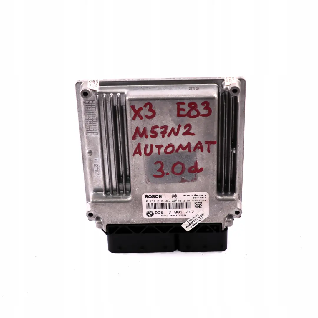 M57N2 218PS ecu Dme Appareil de Commande pour BMW X3 Serie E83 3.0d à propos du numéro de pièce 7801217 BMW X3 Serie E83 3.0d M57N2 218PS ecu Dme Appareil de Commande - SKU 7801217 - Numéro de pièce 7801217