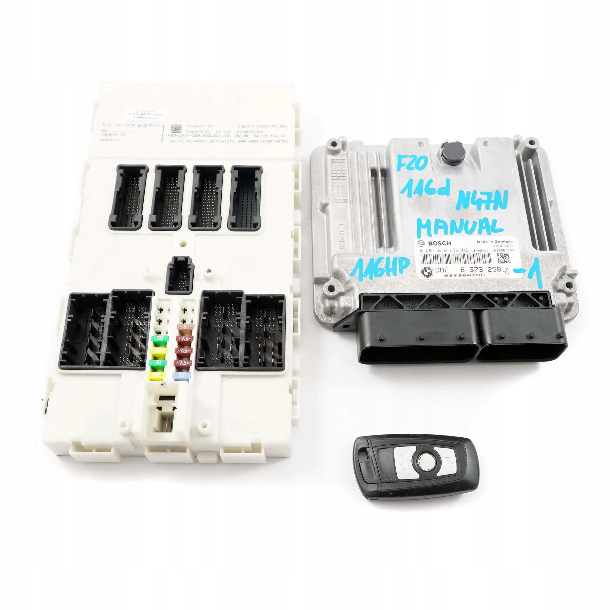 BMW F20 F21 116d N47N 116HP ECU Kit DDE 8573258 + Key + FEM Manual