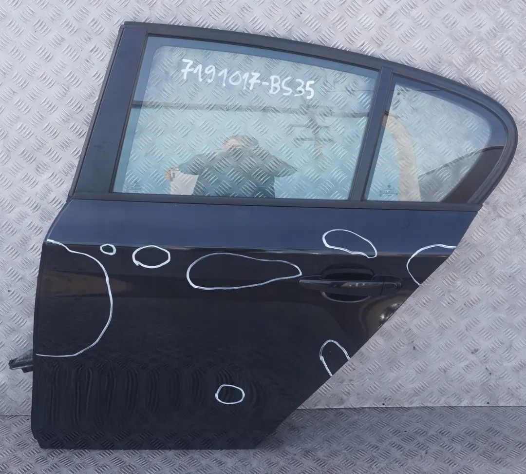 Door Rear Left N/S Black Sapphire Metallic - 475 to BMW 1 SERIES 35 E87 E87N with Part number 7191017 BMW 1 SERIES 35 E87 E87N Door Rear Left N/S Black Sapphire Metallic - 475 - SKU 7191017-BS35 - Part number 7191017