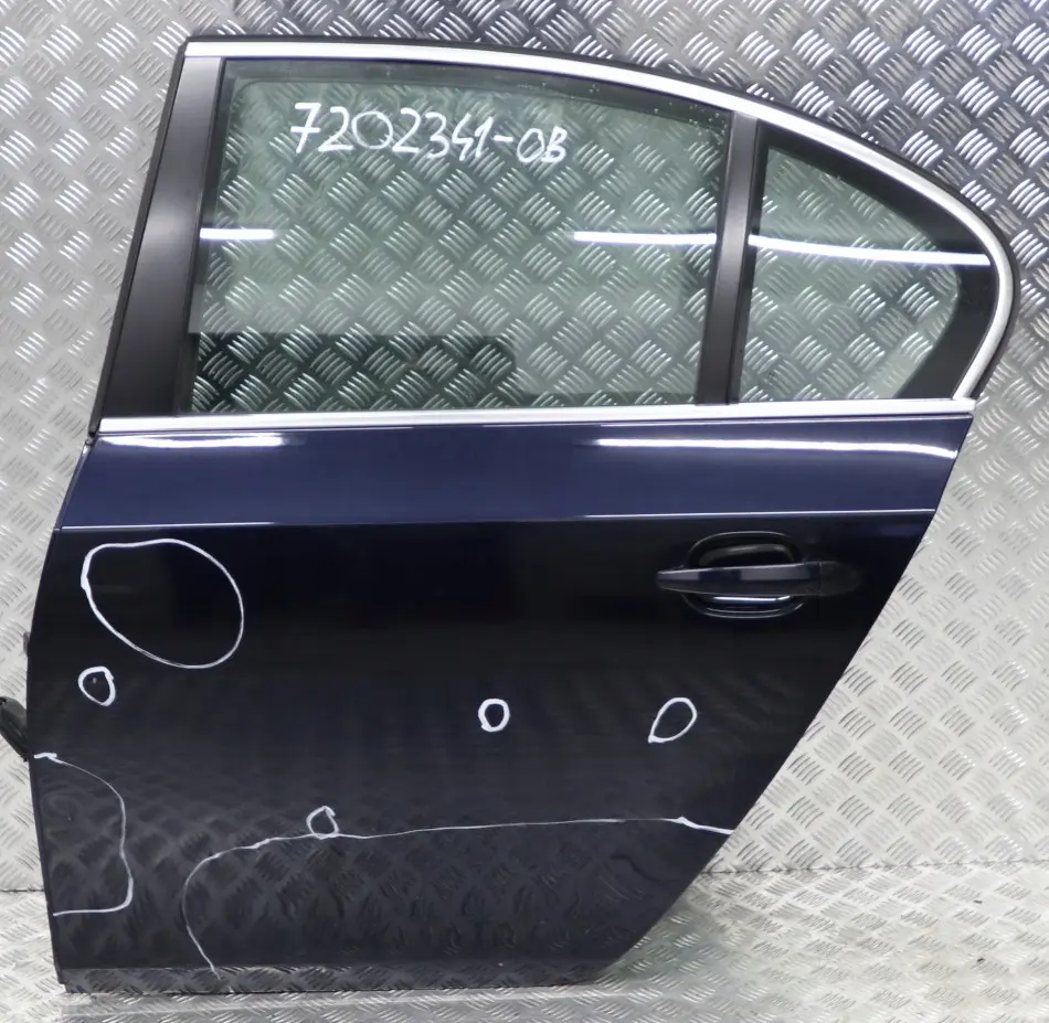 Door Rear Left N/S Orientblau Orient Blue Metallic - 317 to BMW 5 Series E60 with Part number 7202341 BMW 5 Series E60 Door Rear Left N/S Orientblau Orient Blue Metallic - 317 - SKU 7202341-OB - Part number 7202341