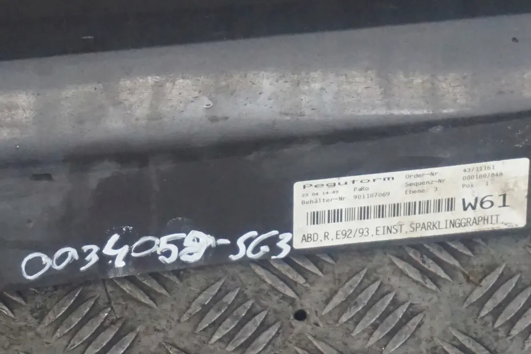 BMW E92 E93 Listello Portiera Apertura Gonna Destra Frizzante Grafite A22 - SKU 0034058-SG3 - Numero di parte 0034058