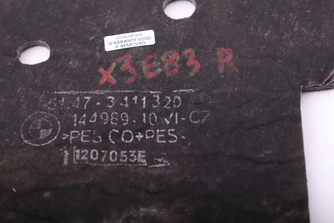 E83N LCI Sound Insulation Floor Panel Right O/S to BMW X3 Series E83 with Part number 3411320 BMW X3 Series E83 E83N LCI Sound Insulation Floor Panel Right O/S - SKU 3411320 - Part number 3411320