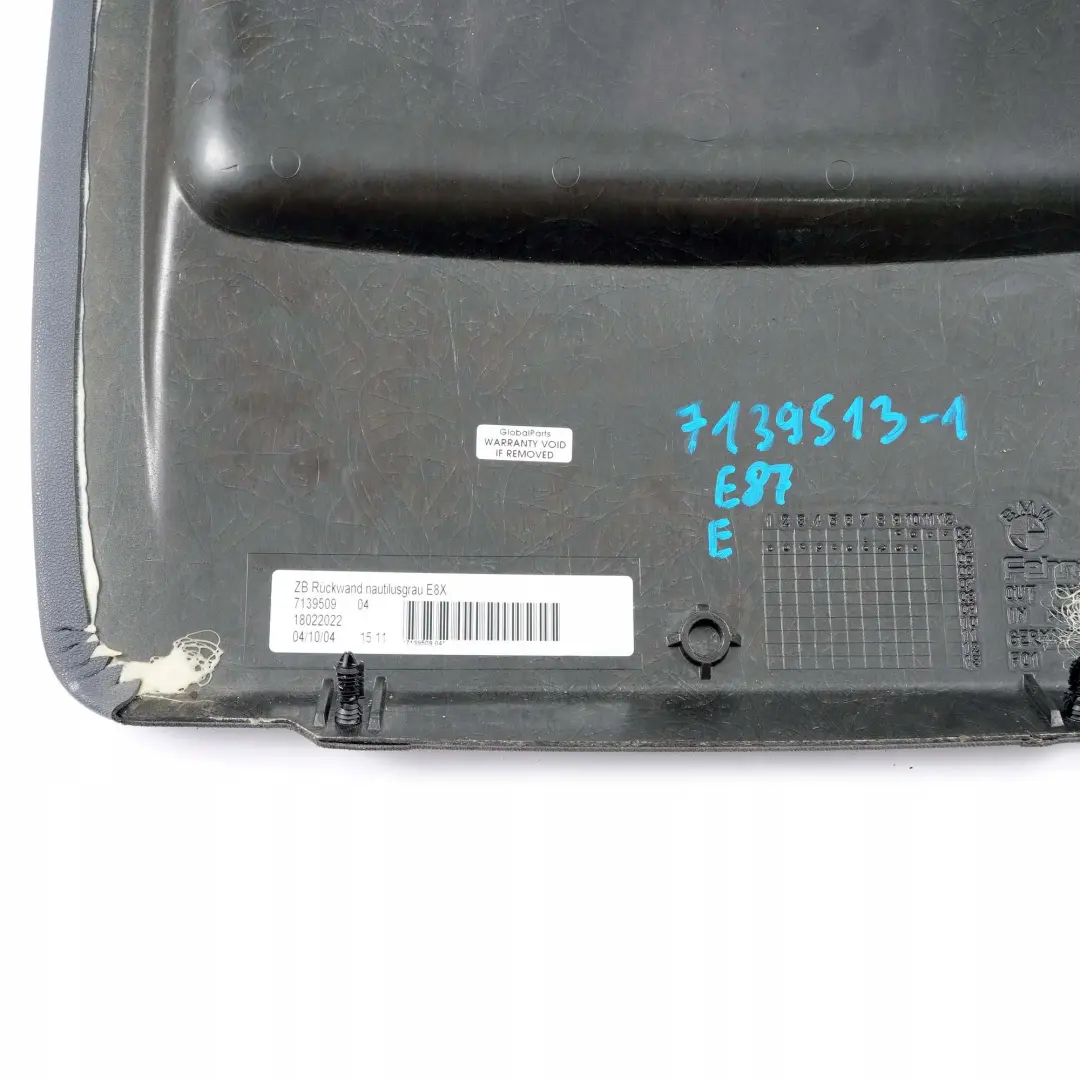 BMW 1 er E87 Vordersitz Rückwand Abdeckung Alaska Grau 52107139513 7139513 - SKU 7139513-1 - Teilenummer 7139506