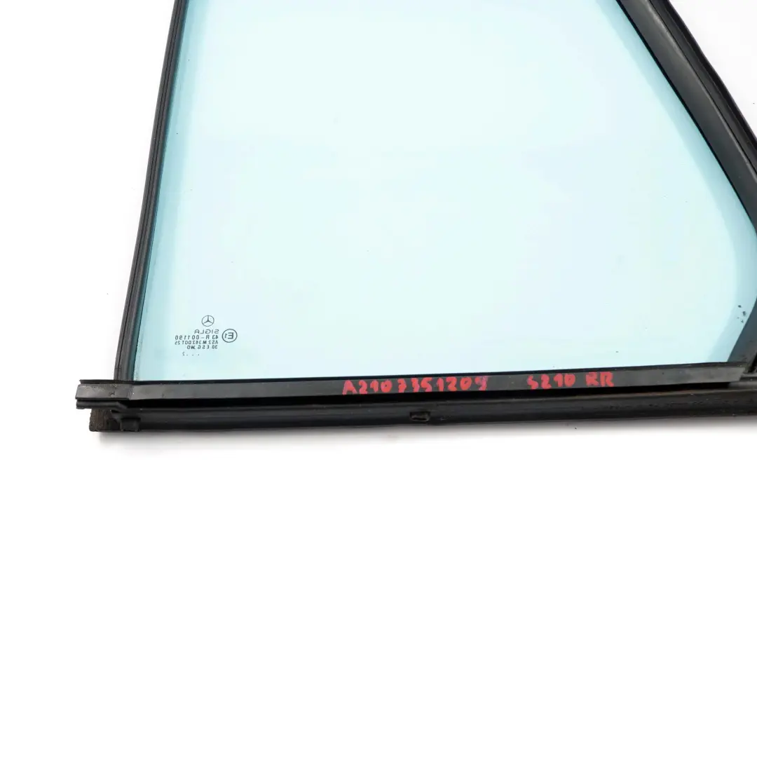 Mercedes-Benz E W210 Estate Rear Right O/S Triangular Window Glass Blue AS2 to with Part number A2107351209 Mercedes-Benz E W210 Estate Rear Right O/S Triangular Window Glass Blue AS2 - SKU A2107351209 - Part number A2107351209