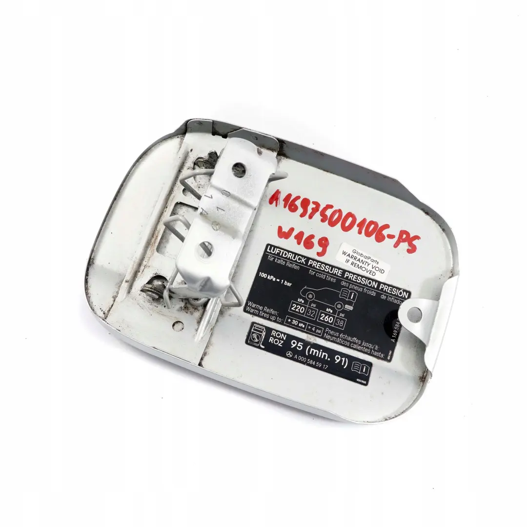Mercedes-Benz A-Klasse W169 Tankklappe Tankdeckel Polar Silver Metallic - 761 für mit Teilenummer A1697500106 Mercedes-Benz A-Klasse W169 Tankklappe Tankdeckel Polar Silver Metallic - 761 - SKU A1697500106-PS - Teilenummer A1697500106