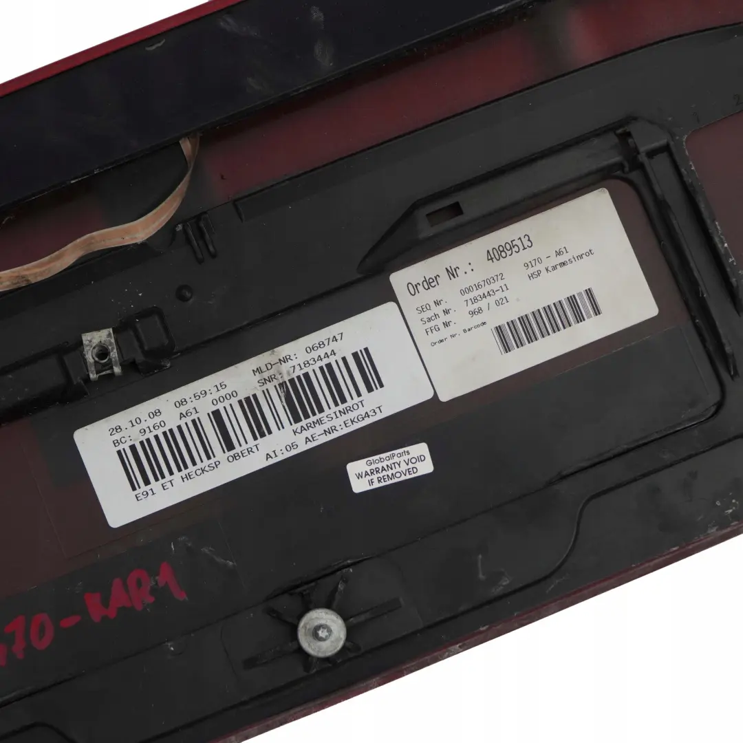 BMW E91 Touring Trunk Lid Spoiler Trasero Karmesinrot Rojo Carmesi - A61 - SKU 0033470-KAR1 - Número de pieza 0033470