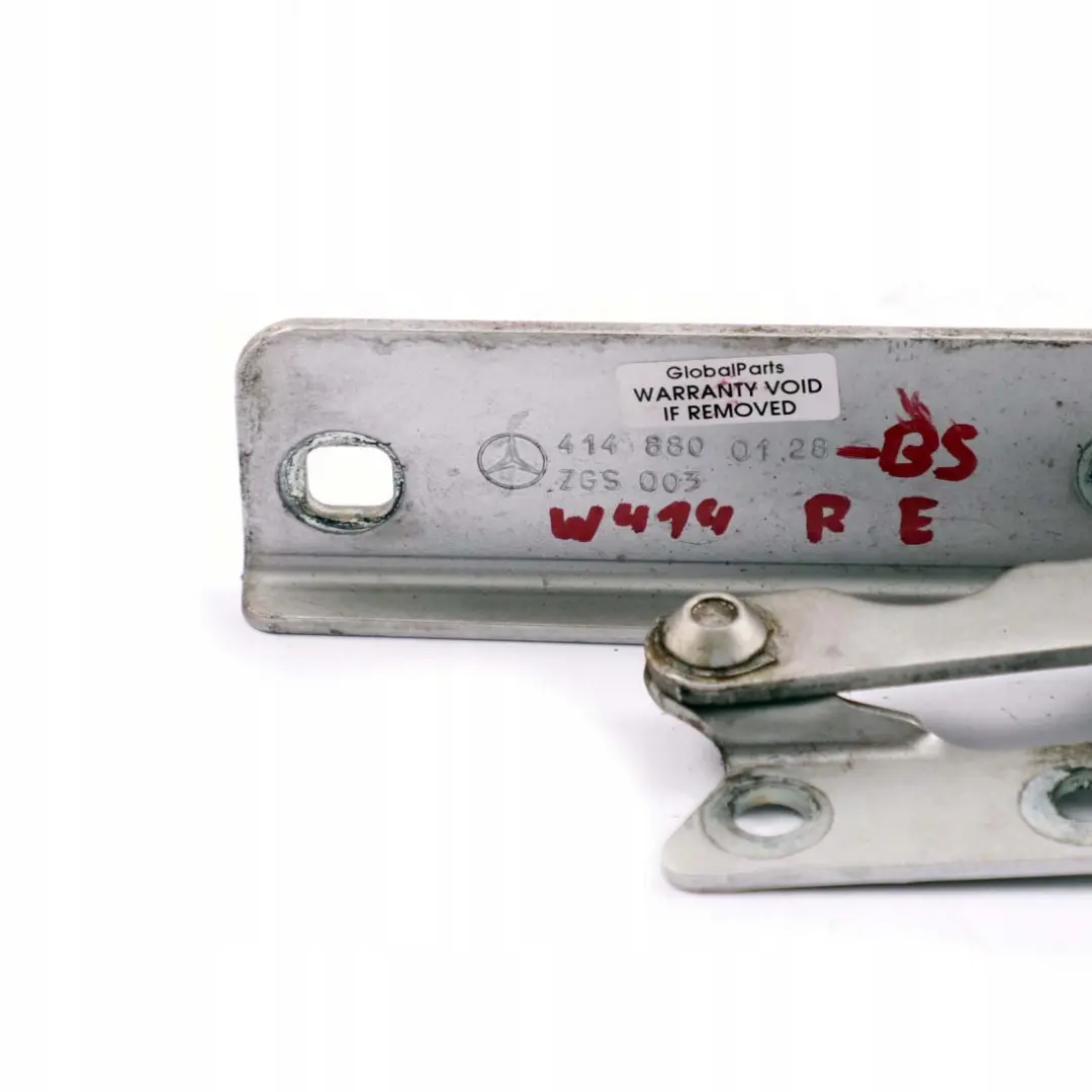 Mercedes-Benz Vaneo W414 Delantera Derecha Bisagra Capo Plata Brillante 744 para con número de pieza A4148800128 Mercedes-Benz Vaneo W414 Delantera Derecha Bisagra Capo Plata Brillante 744 - SKU A4148800128-BS - Número de pieza A4148800128