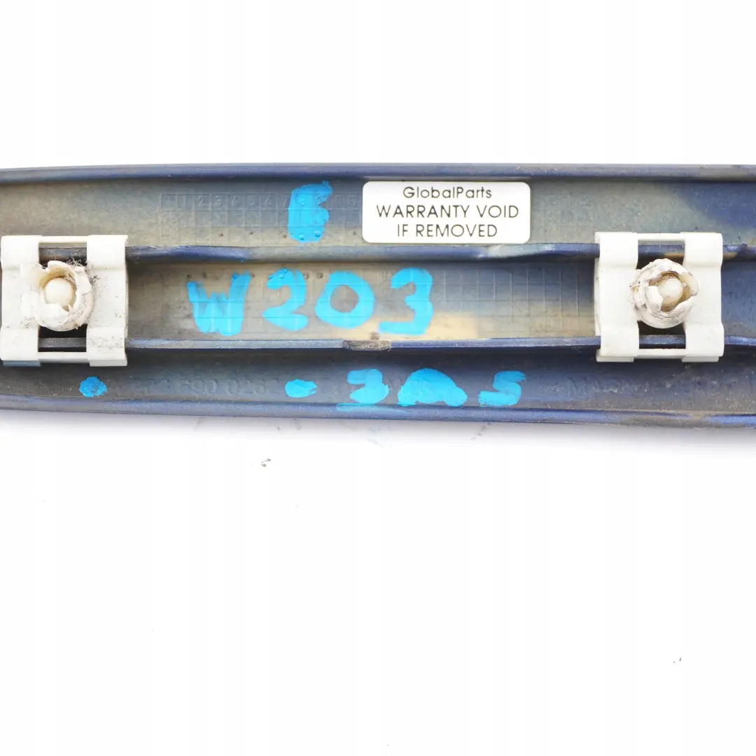 Mercedes-Benz C W203 Front Right O/S Fender Trim Molding Strip Jaspisblau Blue to with Part number A2036900262 Mercedes-Benz C W203 Front Right O/S Fender Trim Molding Strip Jaspisblau Blue - SKU A2036900262-JAS - Part number A2036900262