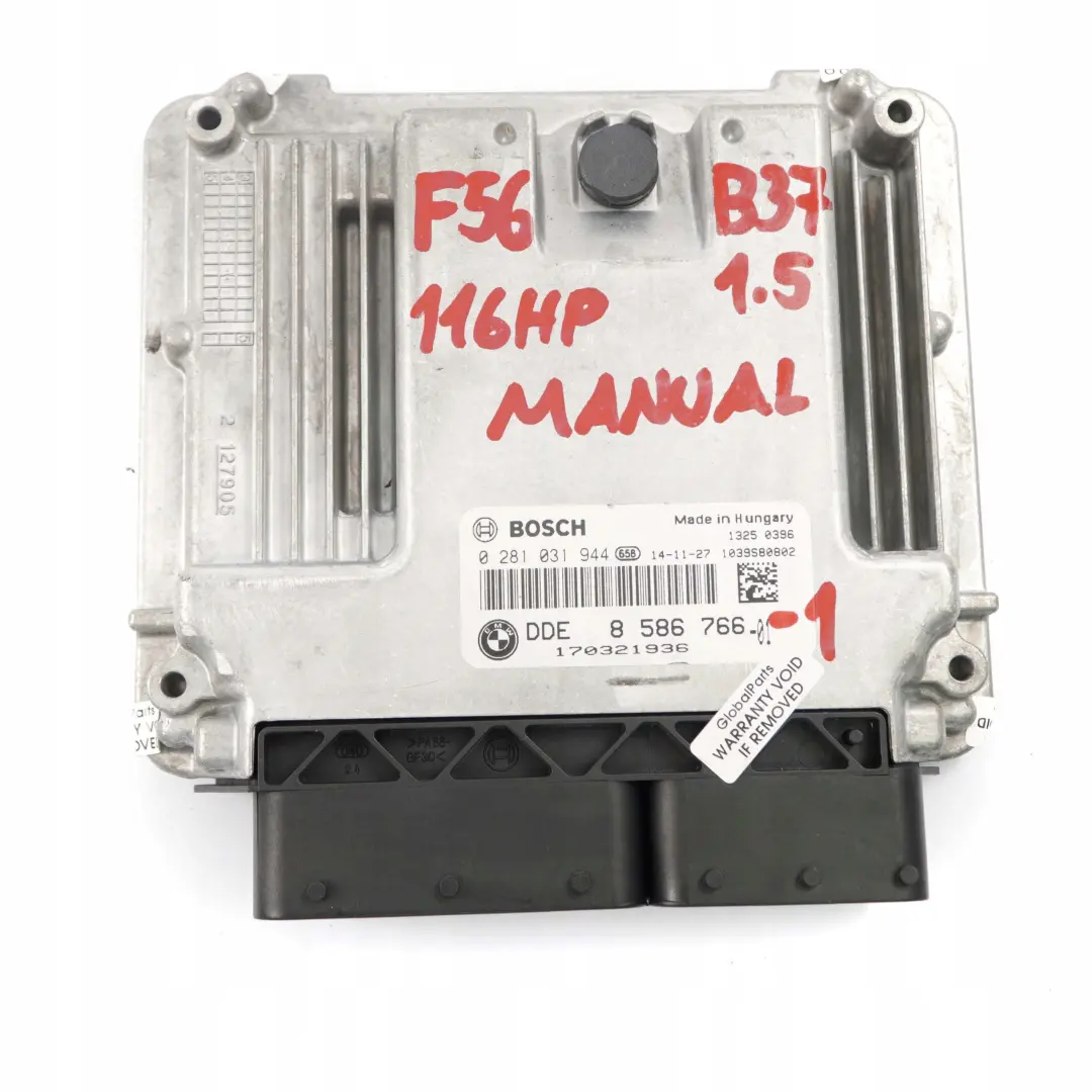 Mini Cooper D F55 F56 B37 Diesel Engine ECU Kit DDE BDC LR01 Key Manual - SKU 8586766-1 - Part number 8586766