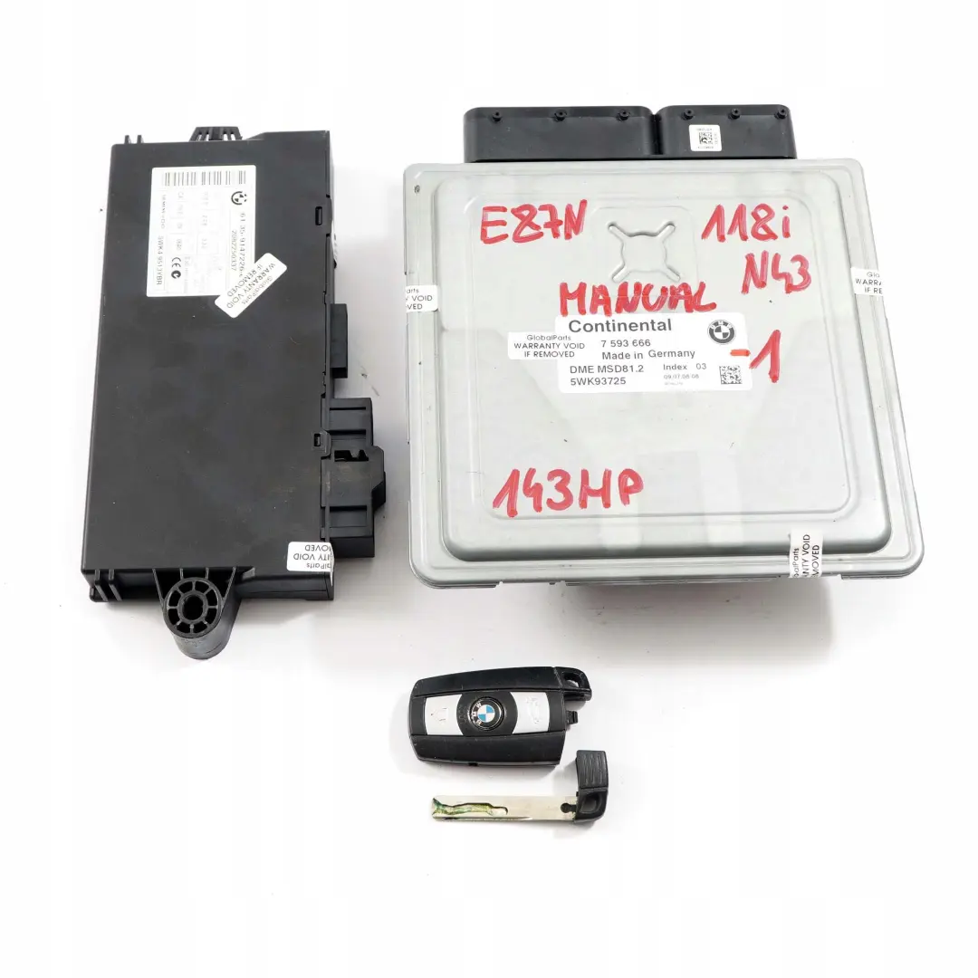 BMW E81 E87 LCI E90 E91 118i 318i N43 ECU Kit DME + CAS3 + Key Manual - SKU 7593666-1 - Part number 7593666