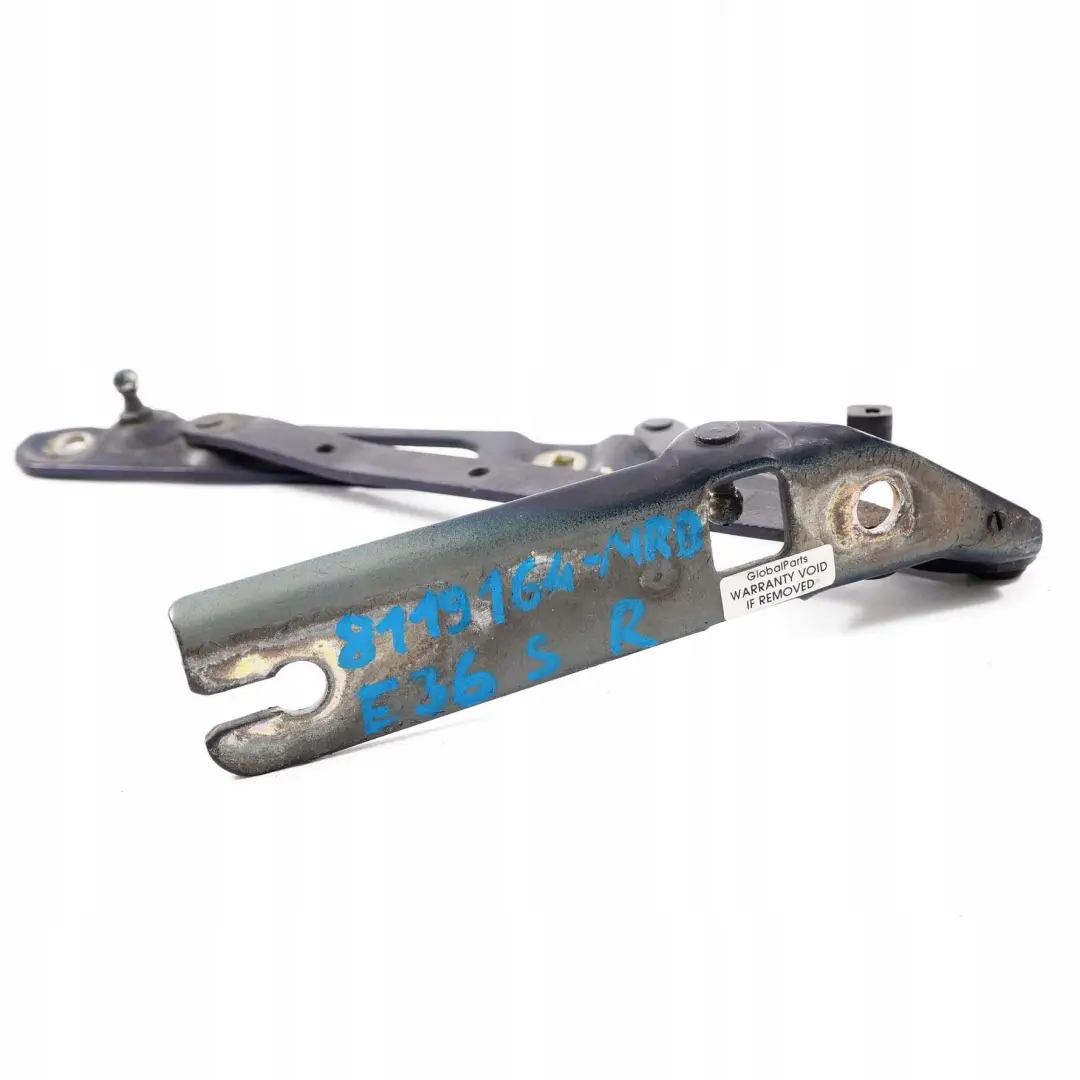Trasera Derecha Trunk Lid Bisagra Montrealblau Montreal Blue 297 para BMW E36 con número de pieza 8119164 BMW E36 Trasera Derecha Trunk Lid Bisagra Montrealblau Montreal Blue 297 - SKU 8119164-MRB - Número de pieza 8119164