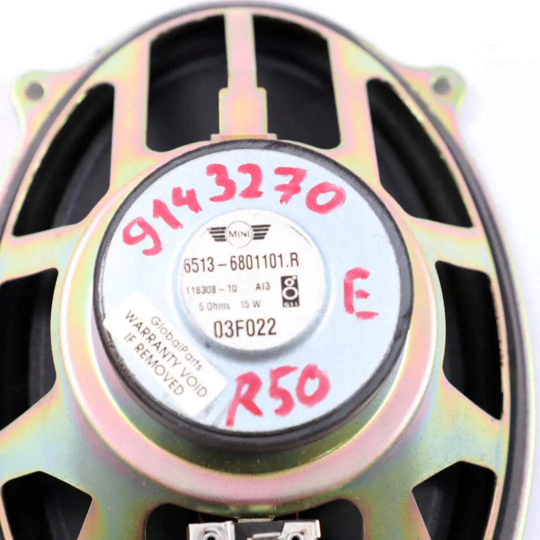 Loudspeaker Rear 65136801101 6801101 Mini Cooper One R50 R53 - SKU 9143270 - Part number 9143270