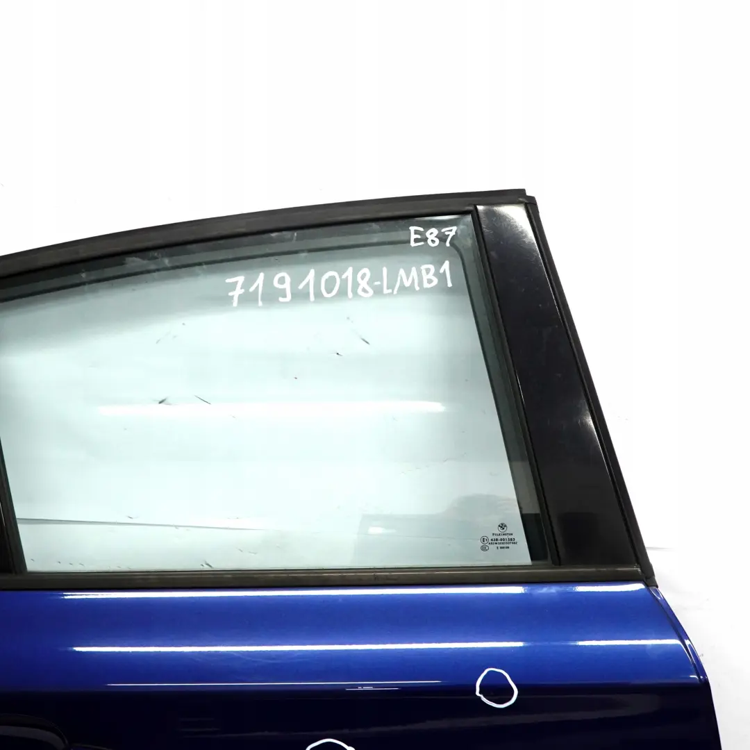 Door Rear Right O/S Le Mans Blau Blue Metallic - 381 to BMW 1 Series E87 1 with Part number 7191018-LMB1 BMW 1 Series E87 1 Door Rear Right O/S Le Mans Blau Blue Metallic - 381 - SKU 7191018-LMB1 - Part number 7191018-LMB1