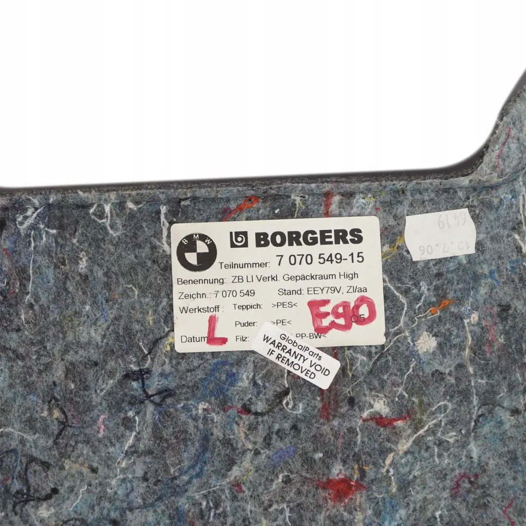 BMW 3 Series E90 Left N/S Trunk Luggage Compartment Cover Trim - SKU 7070549 - Part number 7070549