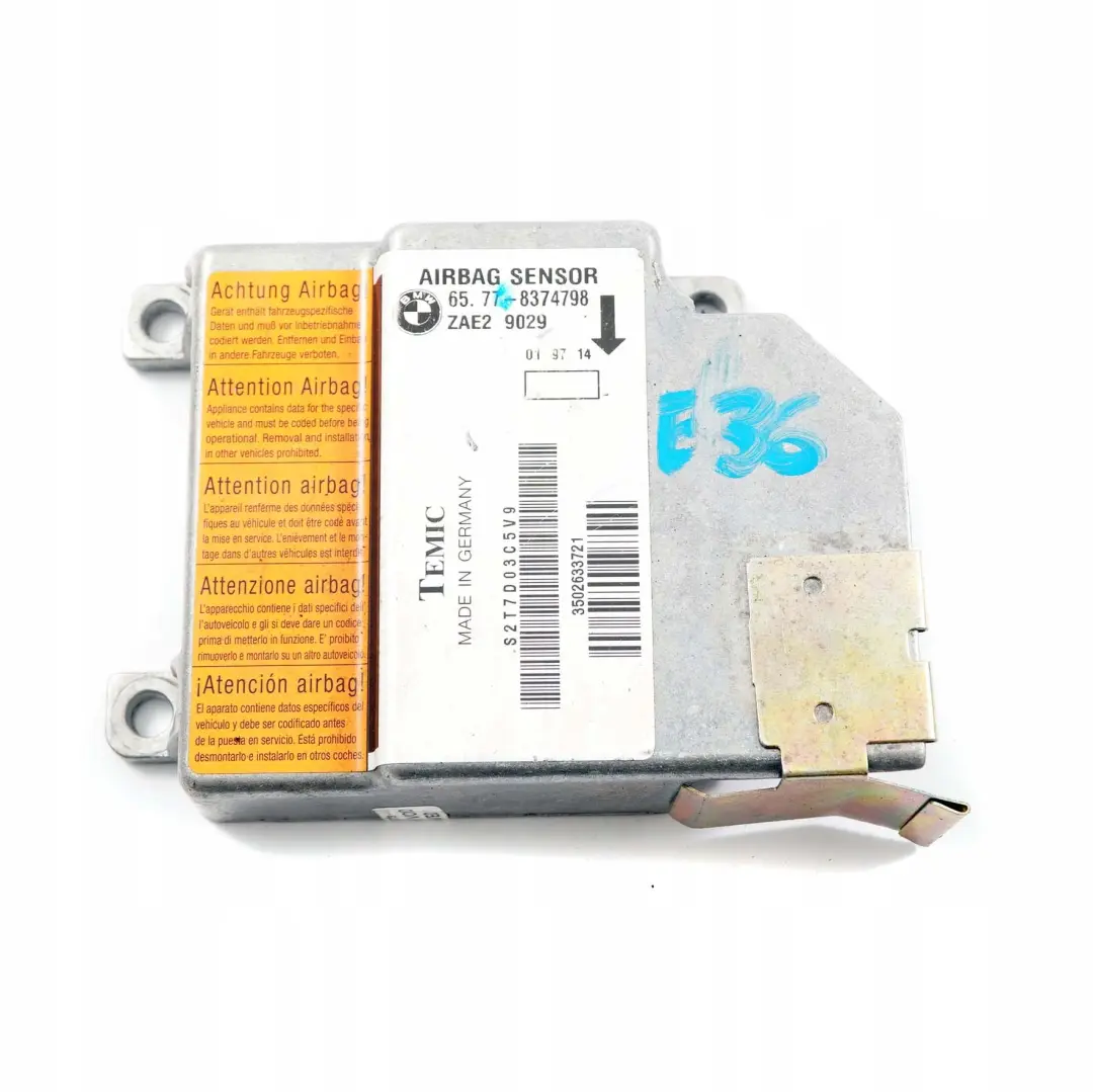Airbag Control Unit Module Sensor ECU to BMW 3 Z3 Series E36 with Part number 8379502 BMW 3 Z3 Series E36 Airbag Control Unit Module Sensor ECU - SKU 8374798 - Part number 8379502