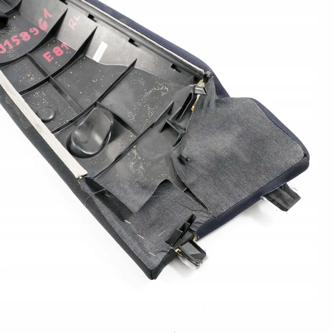 Acabado Lateral Tela Asiento Trasero Izquierdo Red Azul Monaco para BMW E81 E82 con número de pieza 9158961 BMW E81 E82 Acabado Lateral Tela Asiento Trasero Izquierdo Red Azul Monaco - SKU 9158961 - Número de pieza 9158961
