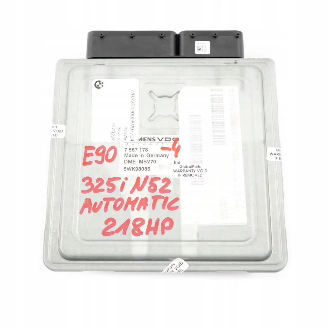 N52 325i 525i ECU Kit DME CAS3 Key Automatic BMW 3 5 Series E60 E90 E91 - SKU 7567178-4 - Part number 7567178