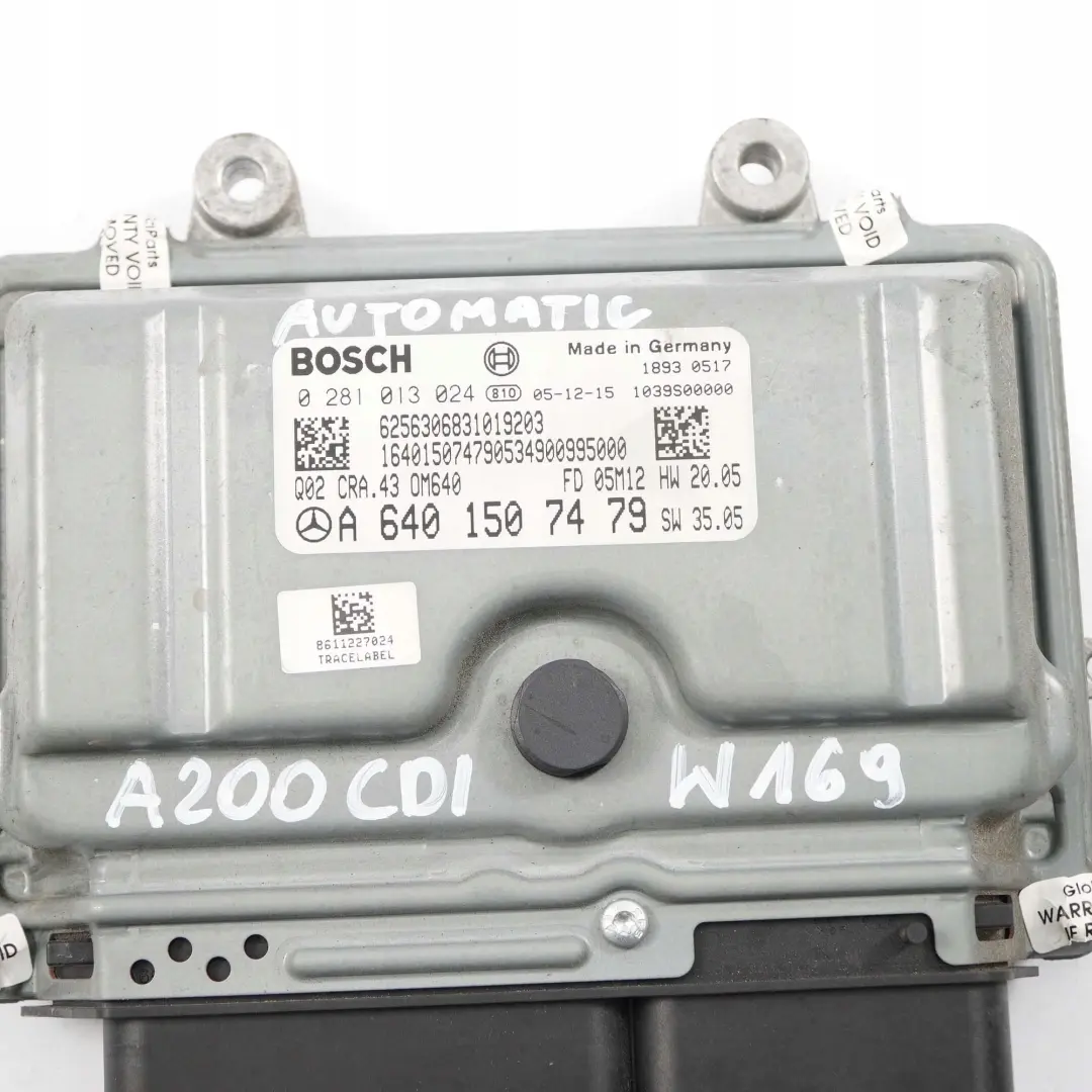 Mercedes-Benz W169 W245 A B 200 CDI Engine Control Unit Module ECU  - SKU A6401507479 - Part number A6401507479