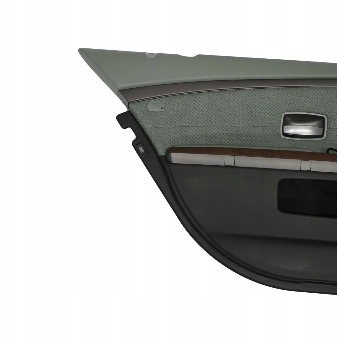 Left N/S Door Card Leather Nasca Green Lining Trim to BMW 7 Series E65 Rear with Part number 7144159 BMW 7 Series E65 Rear Left N/S Door Card Leather Nasca Green Lining Trim - SKU 7144159 - Part number 7144159