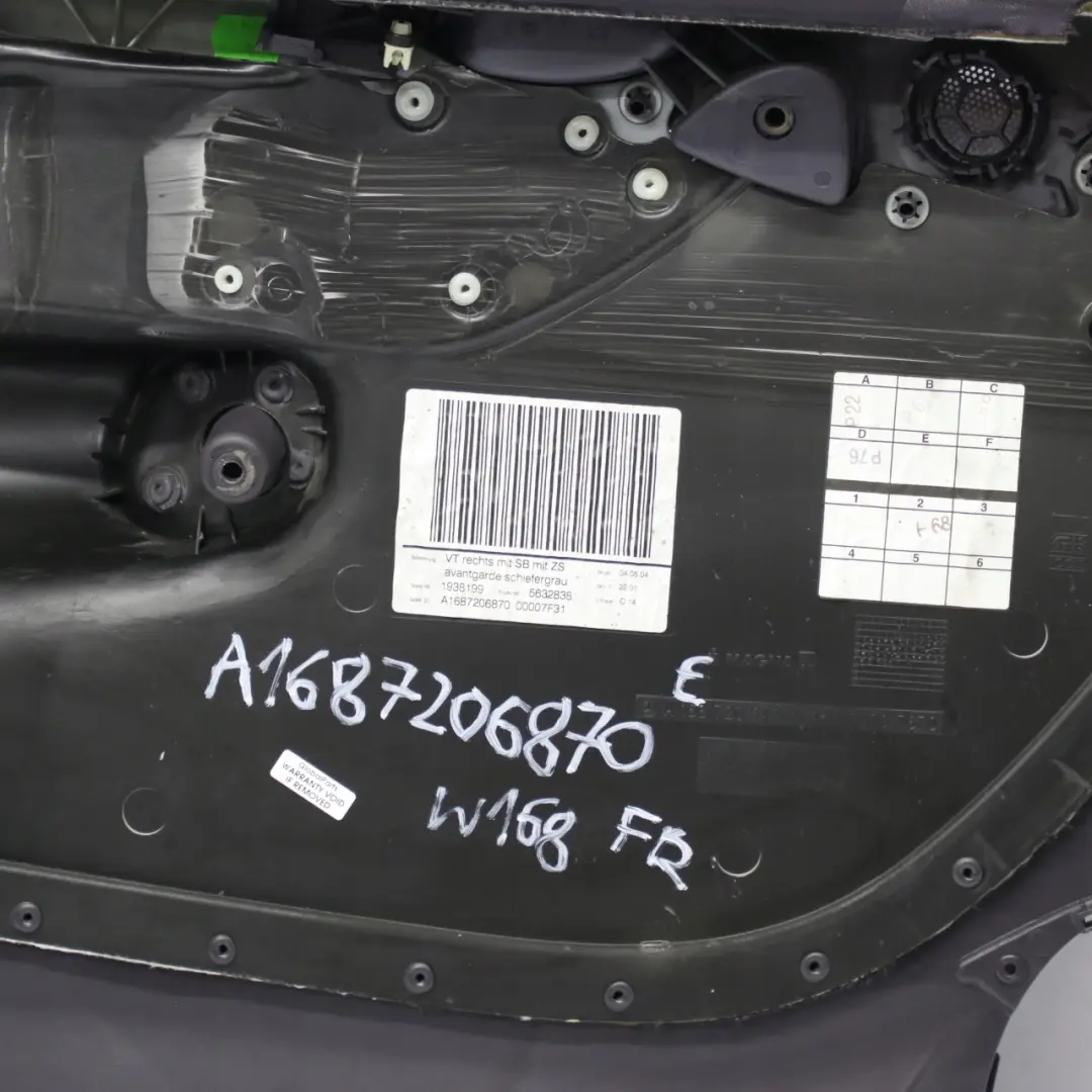 Mercedes W168 Delantero Derecho Panel De La Tarjeta De Puerta Tela Gris Pizarra - SKU A1687206870 - Número de pieza A1687206870