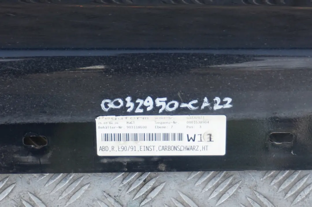 BMW E90 E91 Listello Portiera Apertura Gonna Destra Nero Carbone Metallico 416 - SKU 0032950-CAR2 - Numero di parte 0032950