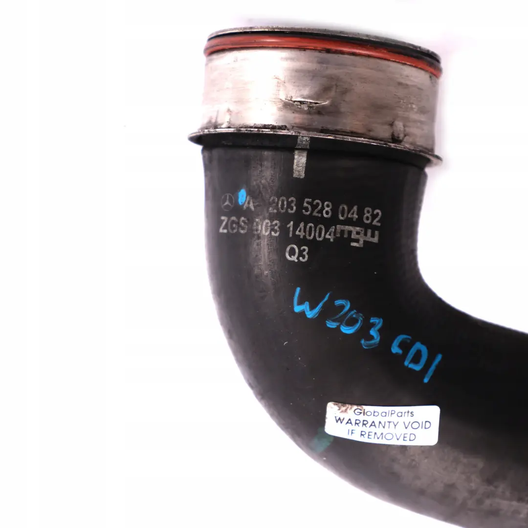 Mercedes-Benz C W203 200 CDI Air Charge Left Intercooler Hose Pipe to with Part number A2035280482 Mercedes-Benz C W203 200 CDI Air Charge Left Intercooler Hose Pipe - SKU A2035280482 - Part number A2035280482