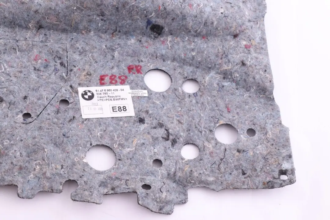 Insonorisation Panneau Laterale Arriere Droite pour BMW E88 Cabriolet à propos du numéro de pièce 6960408 BMW E88 Cabriolet Insonorisation Panneau Laterale Arriere Droite - SKU 6960408 - Numéro de pièce 6960408