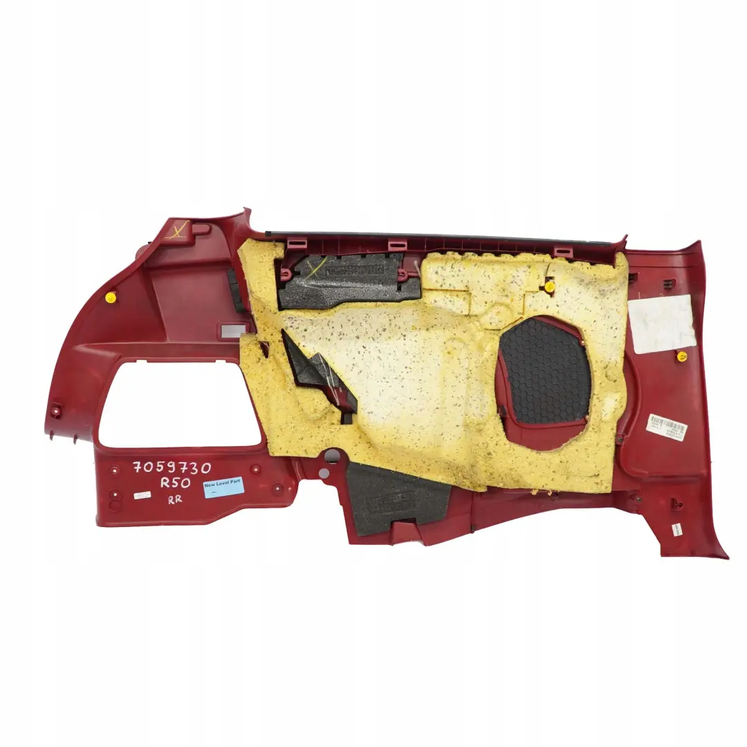 Right O/S Lateral Trim Side Panel Tartan Red to BMW Mini Cooper R50 R53 Rear with Part number 7059730 BMW Mini Cooper R50 R53 Rear Right O/S Lateral Trim Side Panel Tartan Red - SKU 7059730 - Part number 7059730