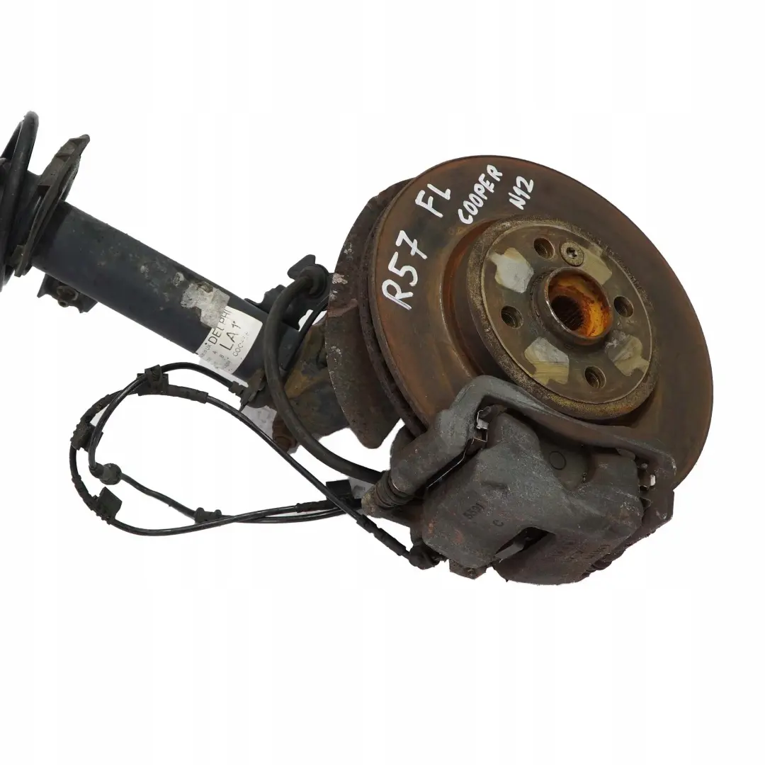 Front Left N/S Spring Strut Suspension Leg Brake Hub to BMW Mini R57 Cabrio N12 with Part number 6789551 BMW Mini R57 Cabrio N12 Front Left N/S Spring Strut Suspension Leg Brake Hub - SKU 6789551-1 - Part number 6789551