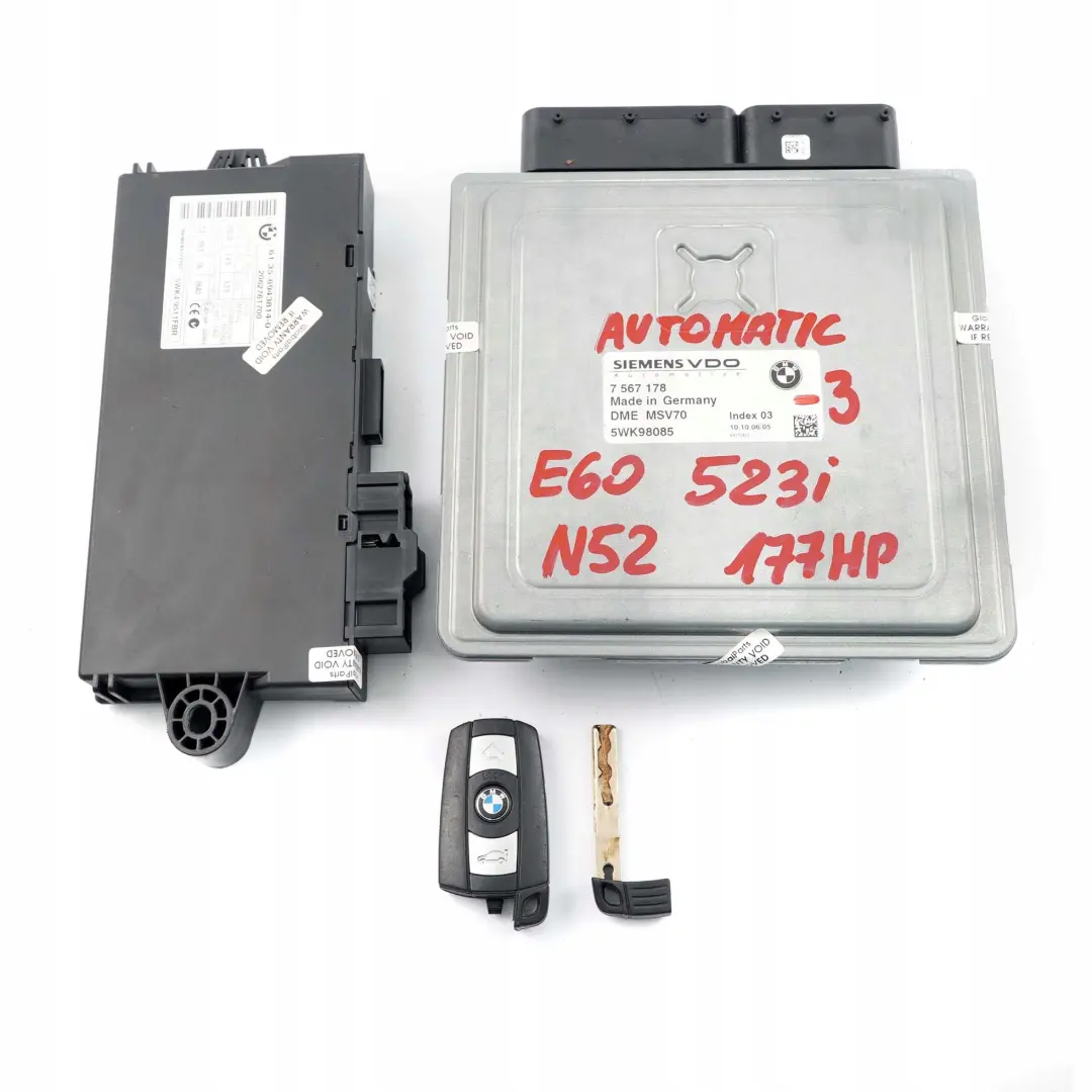 N52 177PS Steuergerät DME CAS3 Schlüssel Automat für BMW E60 E90 523i 323i mit Teilenummer 7567178 BMW E60 E90 523i 323i N52 177PS Steuergerät DME CAS3 Schlüssel Automat - SKU 7567178-3 - Teilenummer 7567178