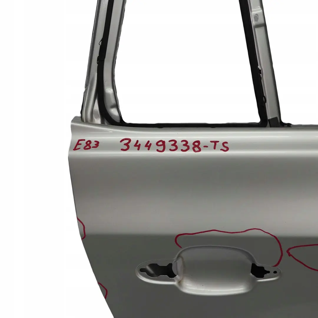 Passeggero Portiera Posteriore Dx Argento-Titanio Titan Argento per BMW X3 E83 con numero di parte 3449338 BMW X3 E83 Passeggero Portiera Posteriore Dx Argento-Titanio Titan Argento - SKU 3449338-TS - Numero di parte 3449338