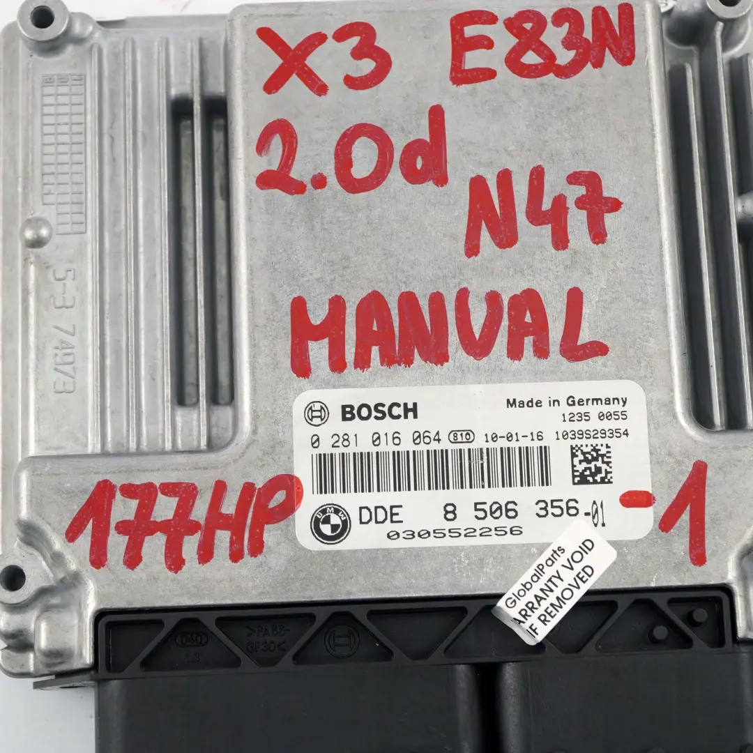 BMW X3 E83 LCI 2.0d N47 Motor ECU Kit DDE EWS4 + Schlüssel Manual - SKU 8506356-1 - Teilenummer 8506356