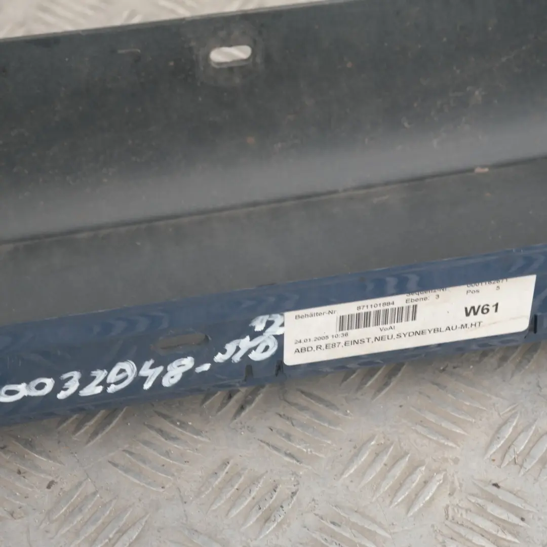 Sill Strip Side Skirt Right O/S Sydneyblau Sydney Blau Blue to BMW 1 SERIES 12 E87 with Part number 32948 BMW 1 SERIES 12 E87 Sill Strip Side Skirt Right O/S Sydneyblau Sydney Blau Blue - SKU 0032948-SYD12 - Part number 32948