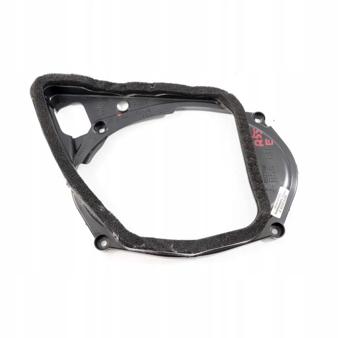 Right O/S Lateral Trim Panel Hi-Fi Loudspeaker Holder Bracket to Mini R55 Rear with Part number 9211153 Mini R55 Rear Right O/S Lateral Trim Panel Hi-Fi Loudspeaker Holder Bracket - SKU 9211153 - Part number 9211153
