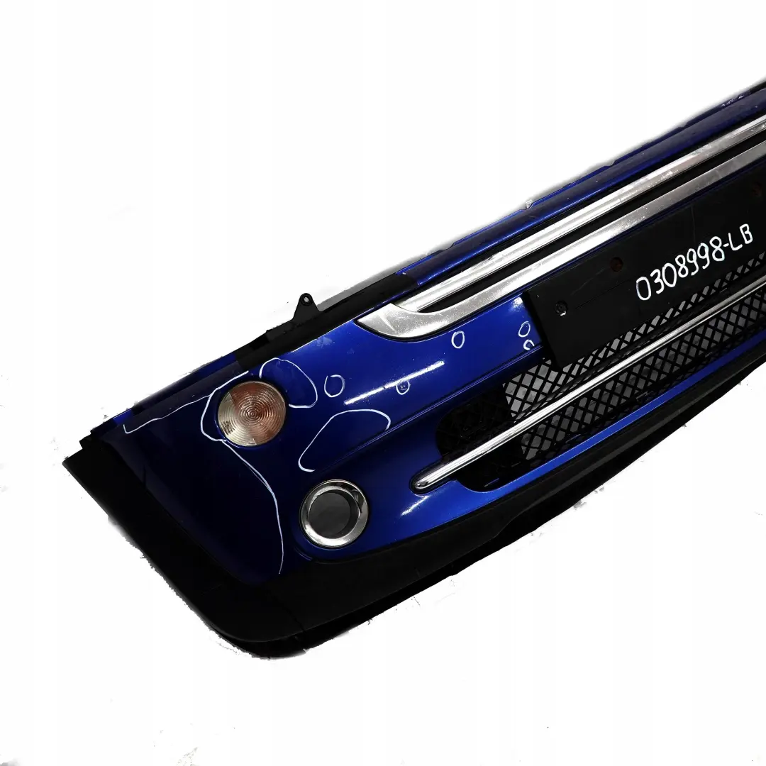 Complete Front Bumper Panel Lightning Blue - A63 to BMW Mini Cooper Cabrio R50 R52 with Part number 0308998 BMW Mini Cooper Cabrio R50 R52 Complete Front Bumper Panel Lightning Blue - A63 - SKU 0308998-LB - Part number 0308998