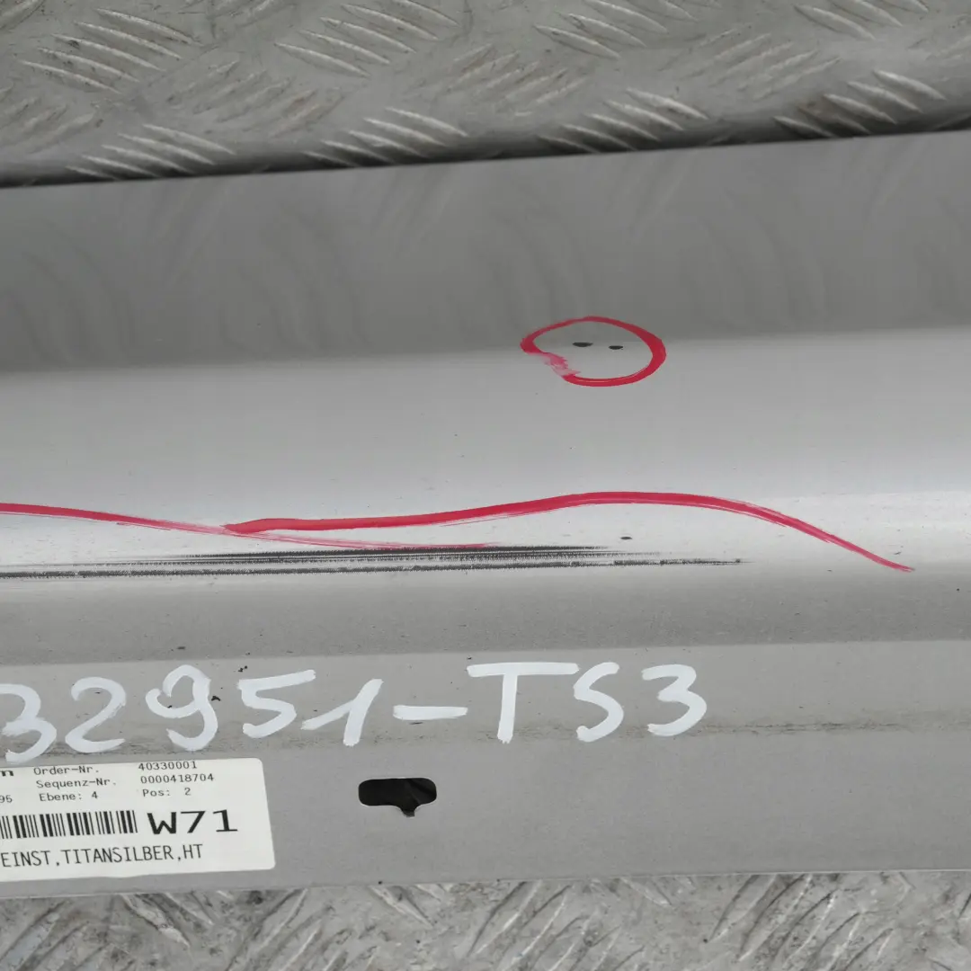 Schwellerleiste Blende Schweller links Titansilber Silber Metallic für BMW 3 E90 E91 mit Teilenummer 32951 BMW 3 E90 E91 Schwellerleiste Blende Schweller links Titansilber Silber Metallic - SKU 0032951-TS3 - Teilenummer 32951