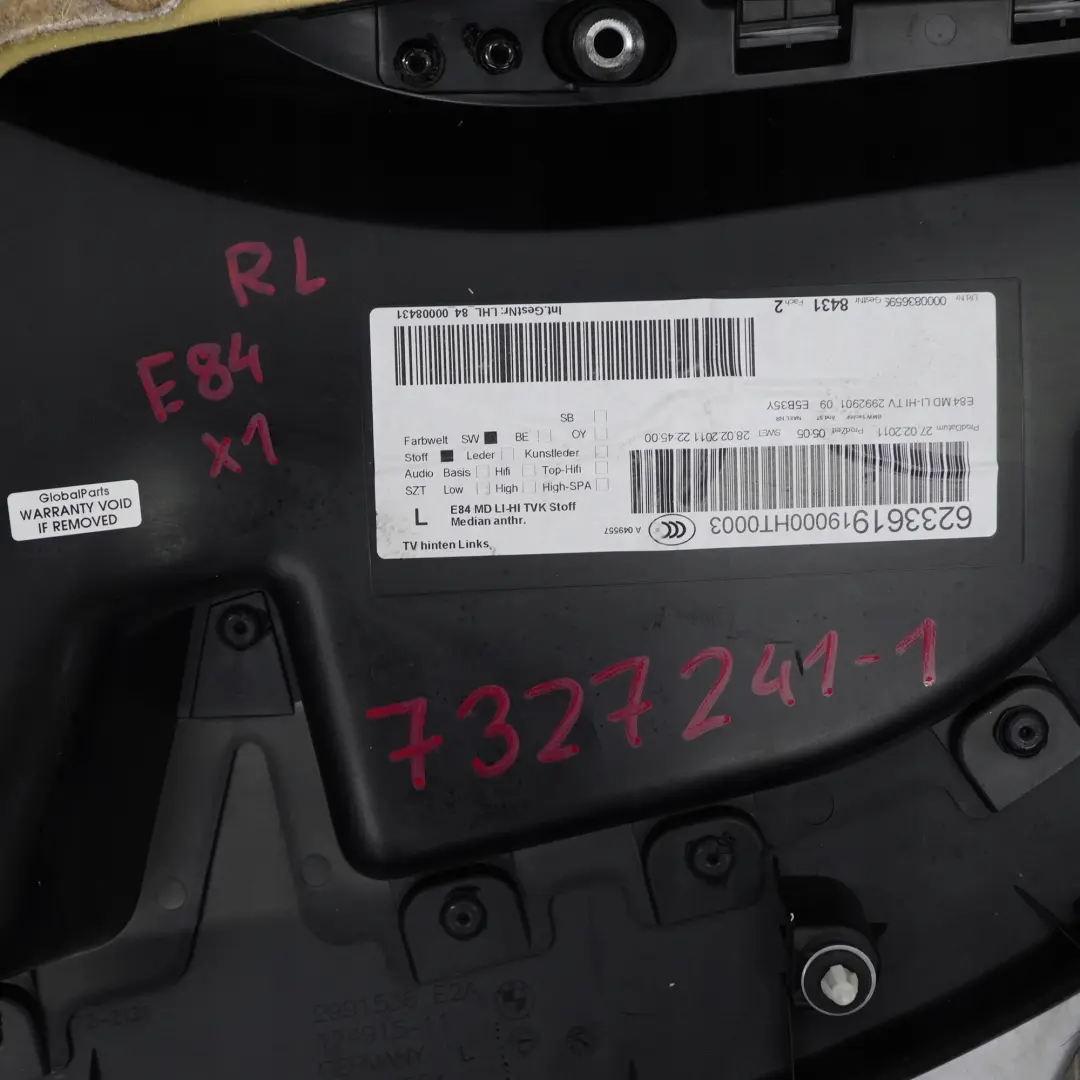 BMW X1 Reihe E84 1 Türverkleidung Hinten Links Stoff Anthrazit Silbereffekt - SKU 7327241-1 - Teilenummer 7327241